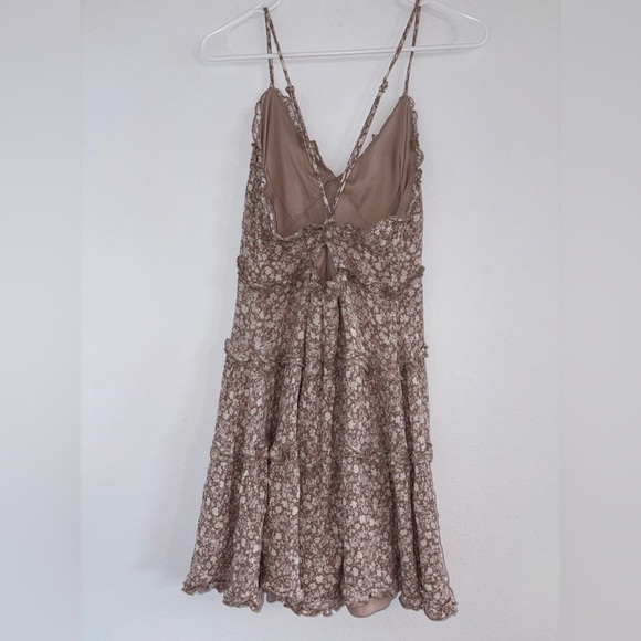 Altar’d State Beige Floral Tiered Ruffle Mini Dress - Picture 7 of 11